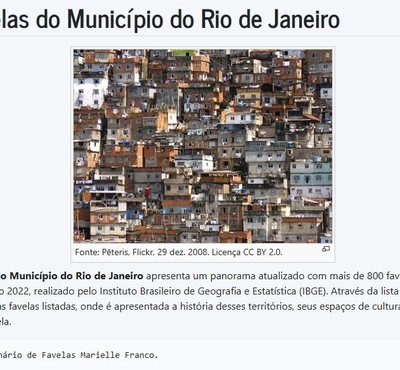 Verbetes sobre Favelas cadastrados no WikiFavelas - Rio de Janeiro (RJ)
