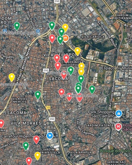 Mapeamento de projetos e serviços da UNAS Heliópolis - São Paulo (SP)