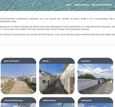 Assentamentos Populares - Campina Grande e João Pessoa (PB)